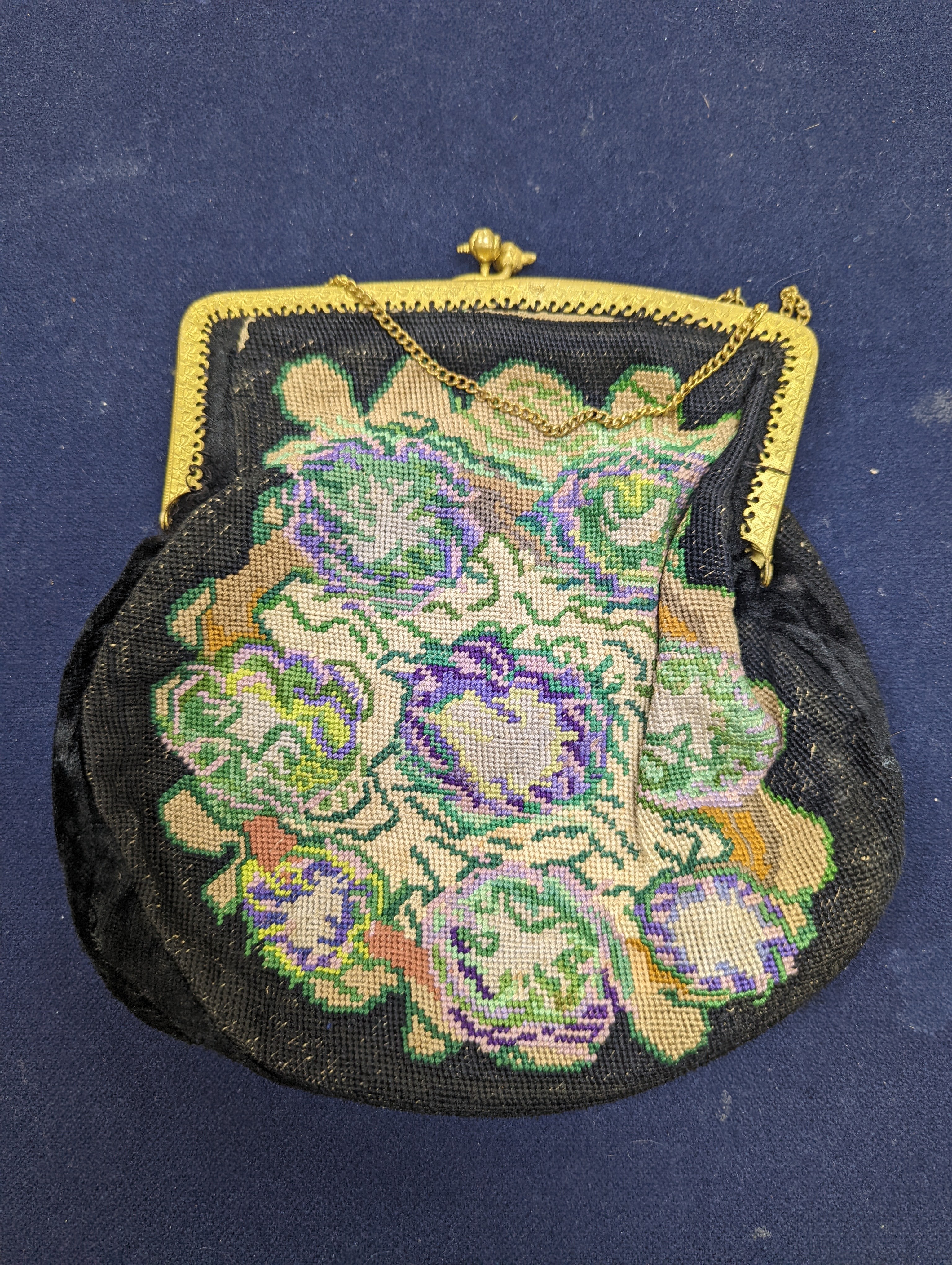 A fine tapestry clutch bag together with a collection of beaded petit point and lurex evening bags (7)